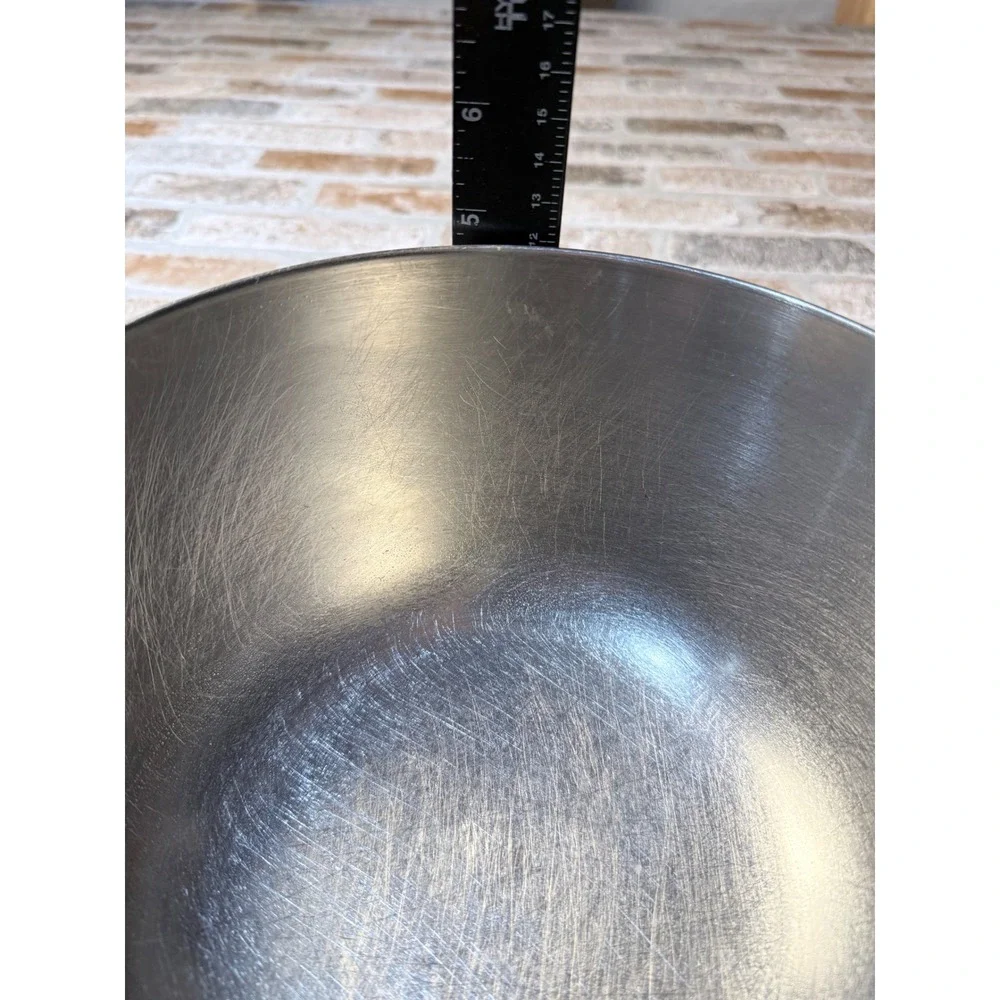 Vintage Stainless Steel Mixing Bowl Made in USA Silver Kitchen Prep Bowl 10 inch